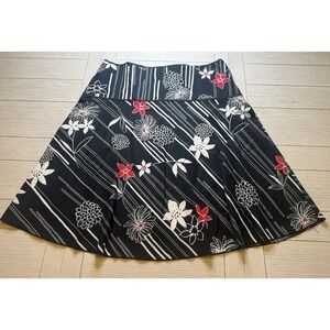 Anthropologie Skirt  Lapis A-Line Cottagecore‎ Black Red Floral-Print Women's XL